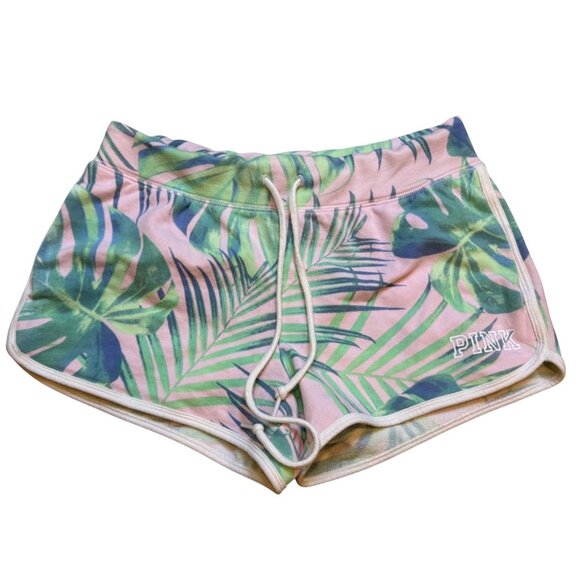 Victorias Secret Pink Tropical Leaf Print Lounge Shorts Size S - Picture 1 of 5